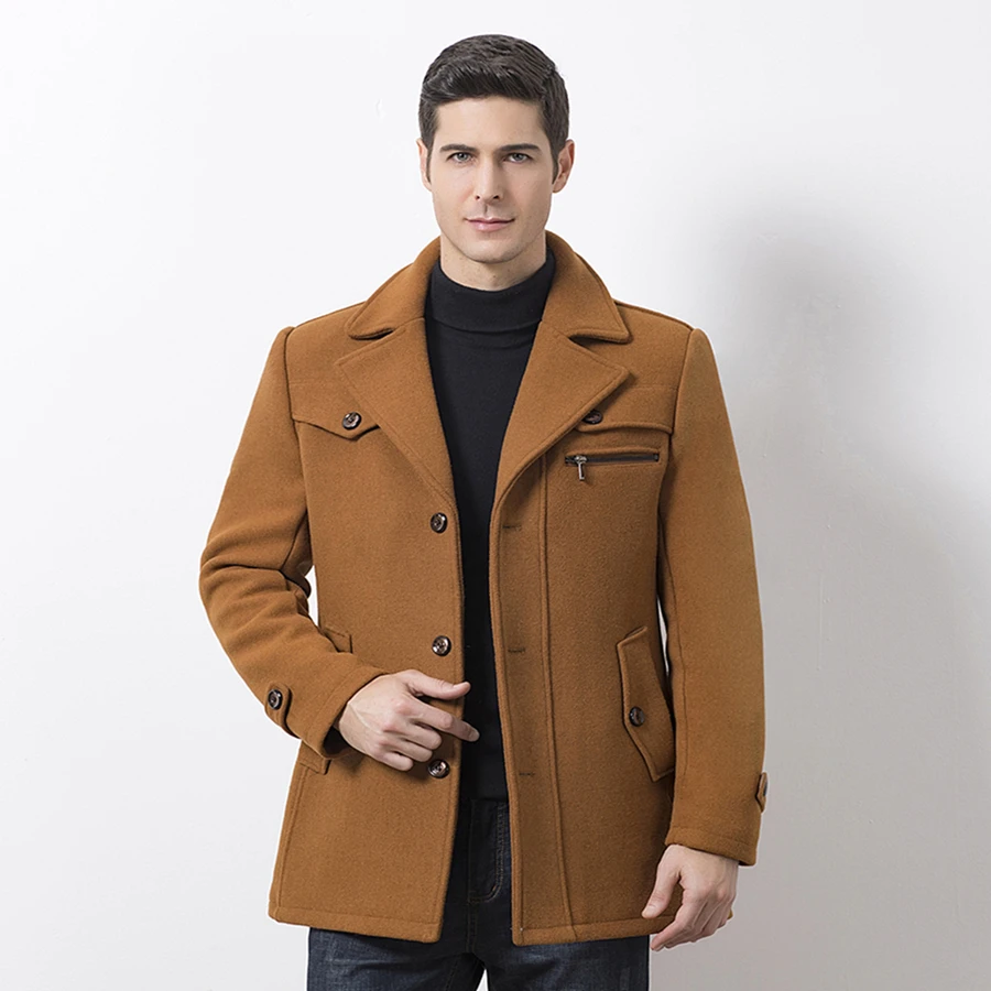 Бренд, мужские шерстяные куртки с двойной горловиной, зимнее шерстяное пальто для мужчин размера плюс 5XL, толстая Мужская куртка, приталенная верхняя одежда, ветровка