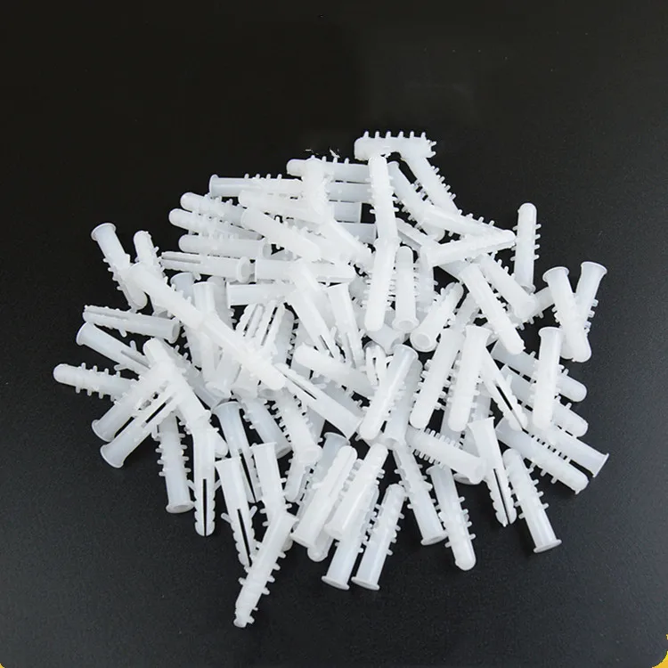 

100pcs white Plastic expansion pipe M6*30mm M8*40mm rubber plug plastic pipe nylon column expansion screw anchor plug wall plug