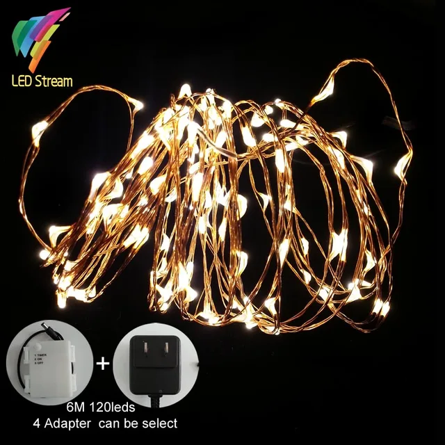 Outdoor waterproof Timer 6M 120 leds Fairy String Lights 20 FT White