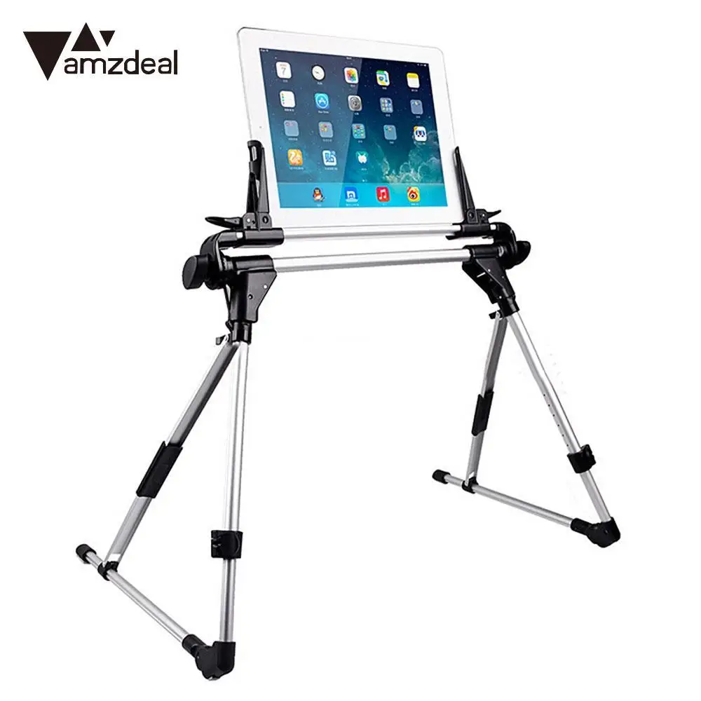 AMZDEAL Portable Fold Aluminium Alloy Tablet Bracket Foldable Desk Floor Stand for Mobile Tablet