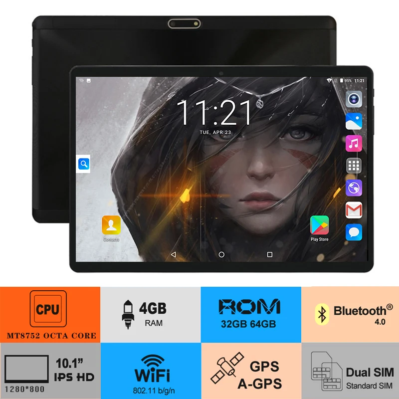 

2019 Global Version 10 Inch tablet Octa Core 4+64 GB 4G FDD LTE 1280*800 IPS Dual SIM Card Wifi GPS Android 8.0 tablets 10 10.1
