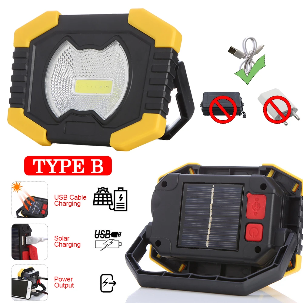 Портативный светильник для ремонта автомобиля, работающий на солнечной батарее, светильник для палатки, фонарь с зарядкой от USB, поисковый светильник для охоты, кемпинга - Цвет: B