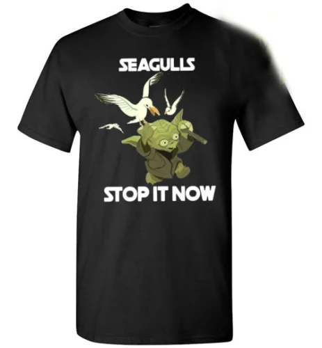 Yoda Seagulls Stop It Now Винтажная Футболка Рождественский подарок Черная качественная