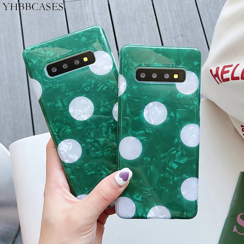 

YHBBCASES Retro Polka Dot Soft Cases For Samsung Galaxy S8 S9 S10 Plus Case For Samsung Note 8 9 Fashion Conch Shell Phone Cover