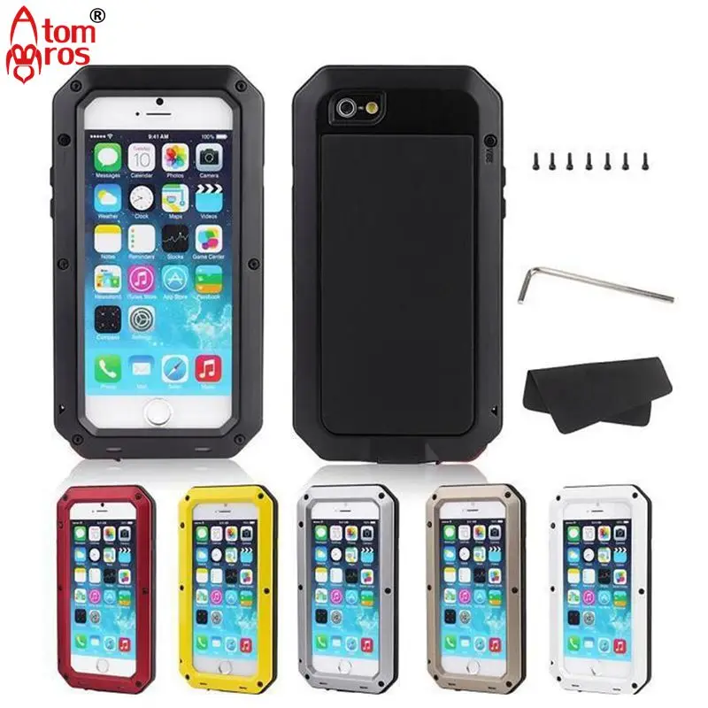 imágenes para Lujo Impermeable A Prueba de Choques Duro Caso Para iphone 5/5S/SÍ 6 Cubierta Heavy Duty Armor Cubierta del Metal de Aluminio Shell Templado vidrio imágenes para Lujo Impermeable A Prueba de Choques Duro Caso Para iphone 5/5S/SÍ 6 Cubierta Heavy Duty Armor Cubierta del Metal de Aluminio Shell Templado vidrio