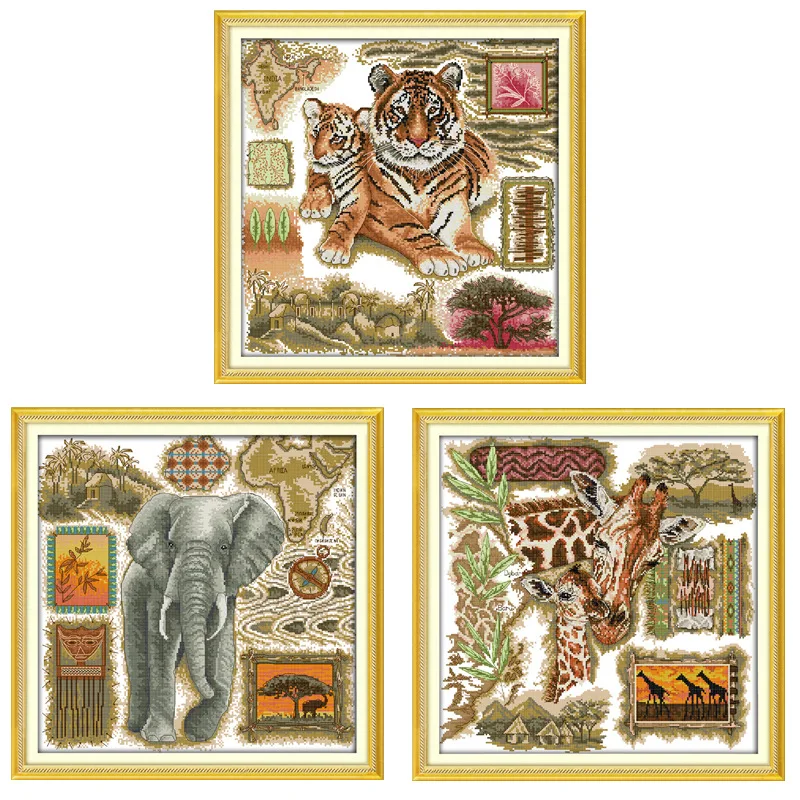 

African Tiger counted printed on fabric DMC 14CT 11CT Cross Stitch kitsembroidery needlework Sets Home Decor
