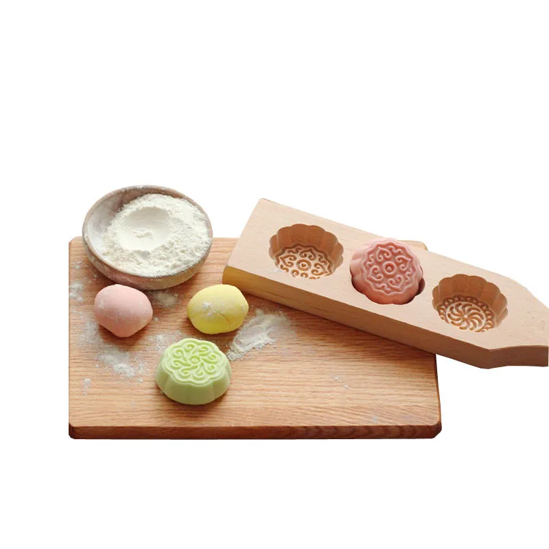 

XUNZHE Wooden Kitchen baking mold Cartoon flower good luck moon cakes model Rice cakes cookies muffins mold Make pastry helpers
