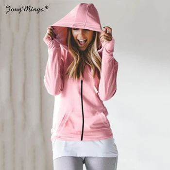 

Solid Color Women Jacket Long Sleeve Casual Hooded Coat Autumn 2019 Casual Loose Winter Sweatshirt Women Zip-up Pockets Hoodie