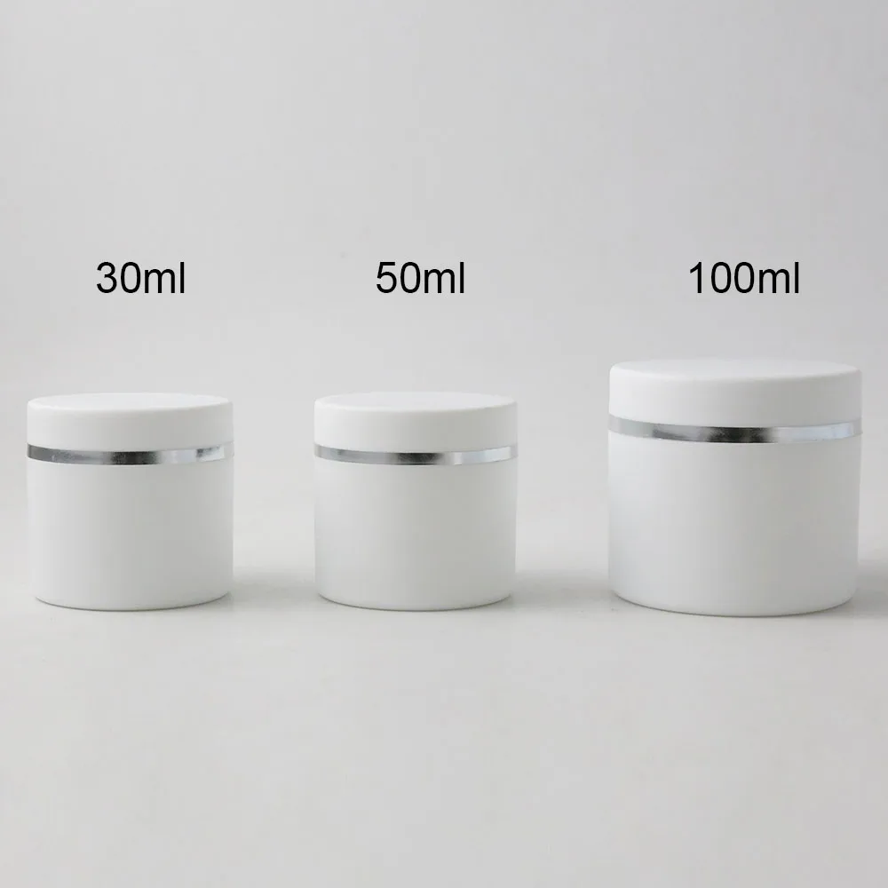 12 x 30ml 50ml 100ml Travelling Cosmetic Jar Empty Plastic Cream Cans Bottle Cream Jar Sample 5