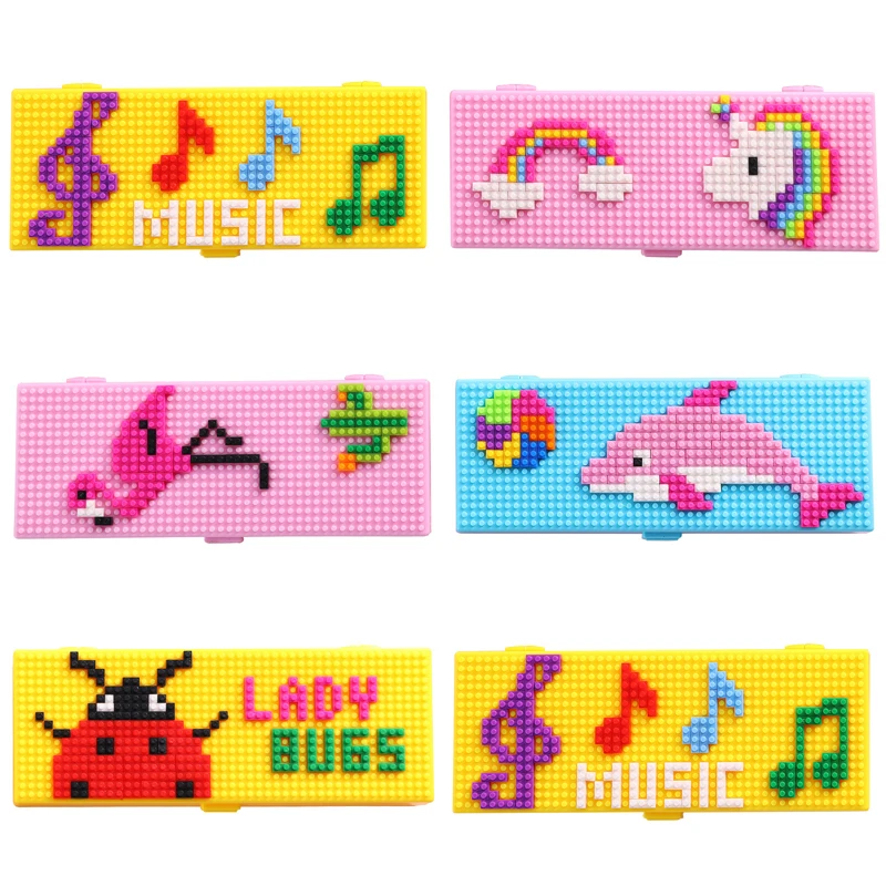 

1pc DIY Multi-function Plastic Cartoon Building Block Puzzle Pencil Case Pen Box Student School Supply Kids Toy Birthday Gift