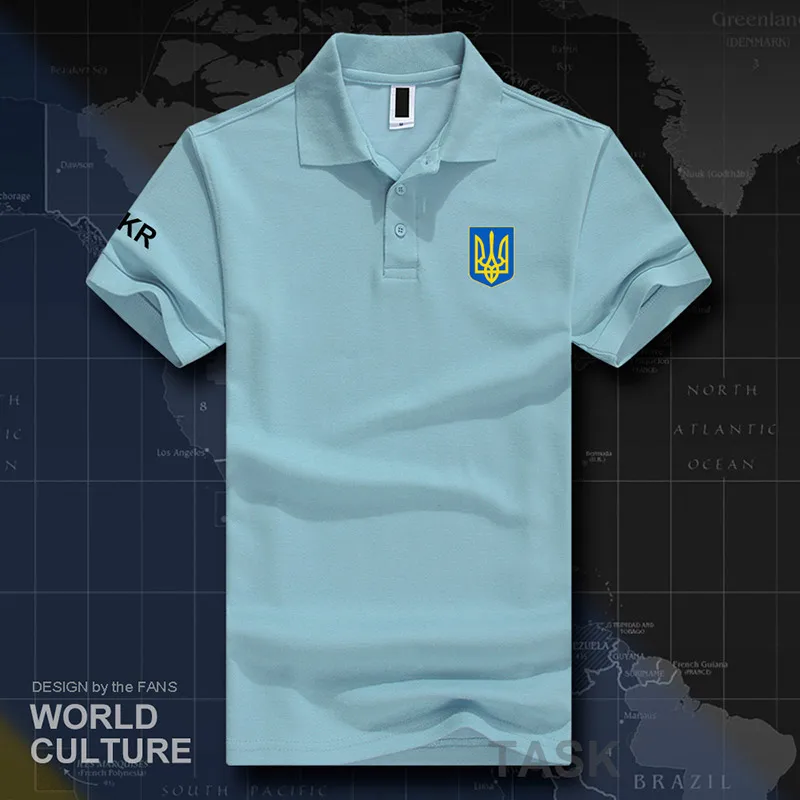 Украина украинский мужские Поло рубашка для мужчин короткий рукав белый брендов с принтом для страны хлопок nation team флаги - Цвет: polo-lightblue