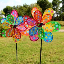 Colourful Double Layer Peacock Laser Sequins Windmill Wind Spinner Home Garden Decor Yard Kids Toy