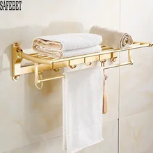 SAFEBET Model Rose Gold Lavatory Folding Towel Rails Wall Mounted Garments Hanger Towel Hook Body Organizer Lavatory Equipment