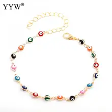 YYW Glass стеклянный ножной браслет Evil Eye для браслета с подвесными украшениями золотого цвета с яркой эмалью Evil Eye браслеты-цепочки ножные браслеты