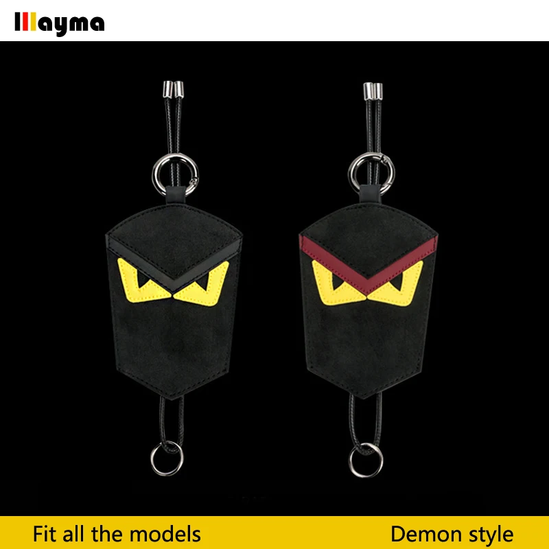

Demon style Alcantara car key case for Audi A4 B8 B9 S4 RS4 B7 Sline Avant Allroad key bag Creative Nappa black color key chain