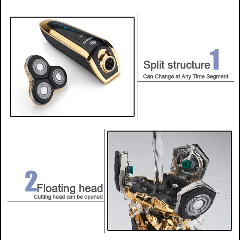 Аккумуляторная электробритва 3D плавающая головка станок для бритья для мужчин водонепроницаемая электрическая бритва триммер для бороды D40