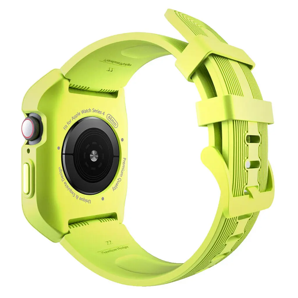Силиконовые Регулируемые часы браслет ремешок для Apple Watch 4 серии 44 мм - Цвет: Зеленый