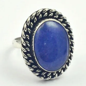 

Blue Agates Ring Silver Overlay over Copper, USA Size 7.75 , R3827