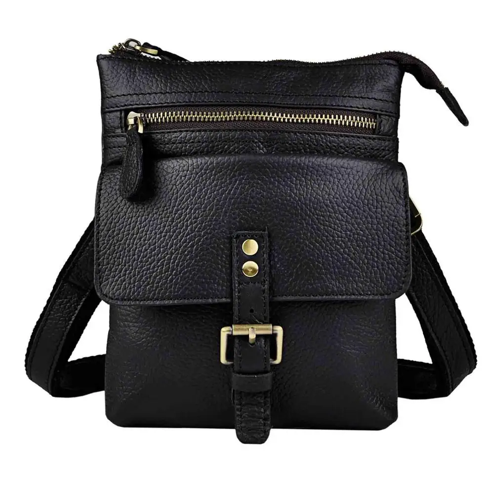Кожаная мужская многофункциональная Повседневная сумка для планшета через плечо Mochila сумка модная поясная сумка 6574-d - Цвет: black