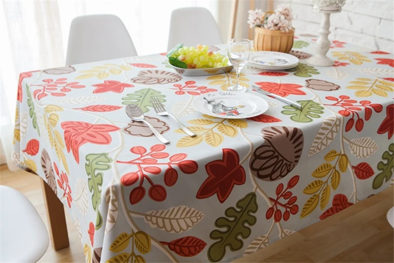 Pastoral Leaves Rectangle Tablecloths Printed Cotton Polyester Tea Table Cloth For Table Dustproof Microwave Oven Cover Kitchen 