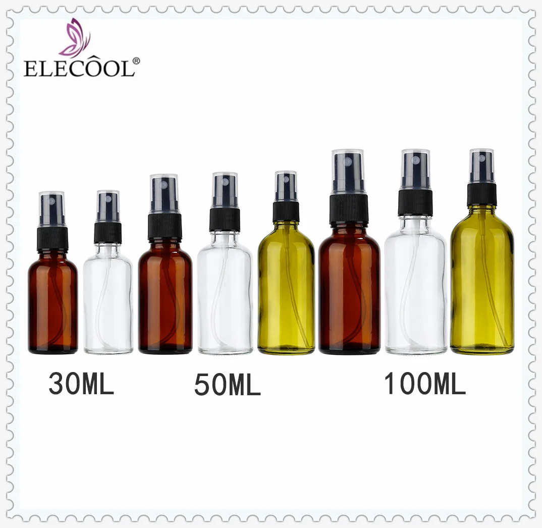 

ELECOOL 30ml/50ml/100ml Glass Atomizer Esstenial Oil Liquid Perfume Cosmetic Bottle Spray Pulverizador Refillable Portable Lady