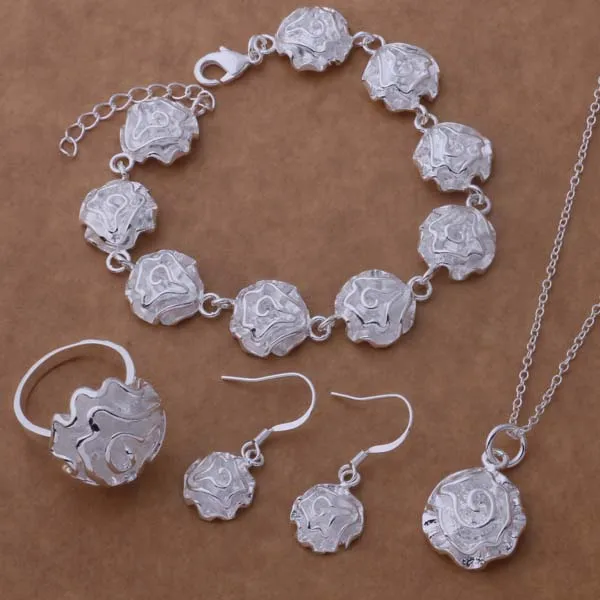 

AS196 Trendy wholesale silver Jewelry Sets Bracelet 023 + Necklace 301 + Earring 288 + Ring 286 /akoajbva bllakcsa