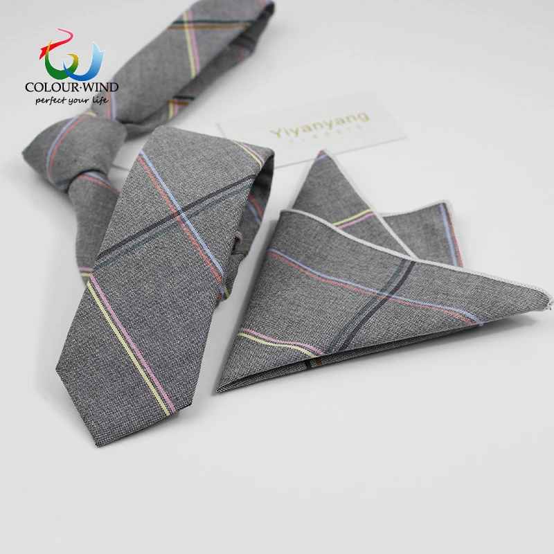

Yiyanyang Mens Tie Set Cotton Tie 6CM Width Plaid Striped Tie Set Handkerchief 23*23CM Sunny Freestyle Tie For Men Wedding Party