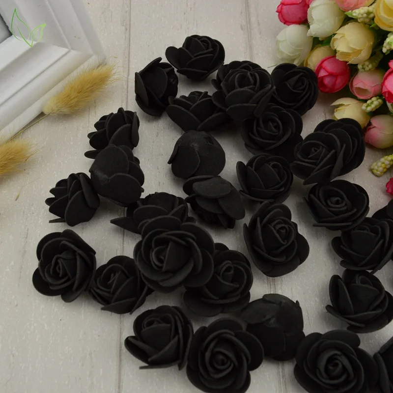 30 шт ПЭ пена искусственный цветок головка розы Искусственные цветы Дешевые Свадебные украшения для скрапбукинга Подарочная коробка diy ВЕНОК многоцелевой - Цвет: 12 black