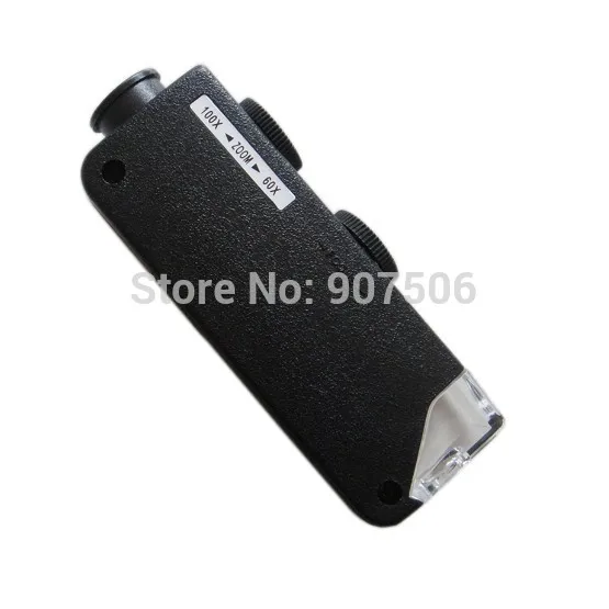 

Mini Pocket Portable LED Lights 60X-100X Magnifier Microscope Hand Held Jeweler Magnifying UV money detector Glass Loupe
