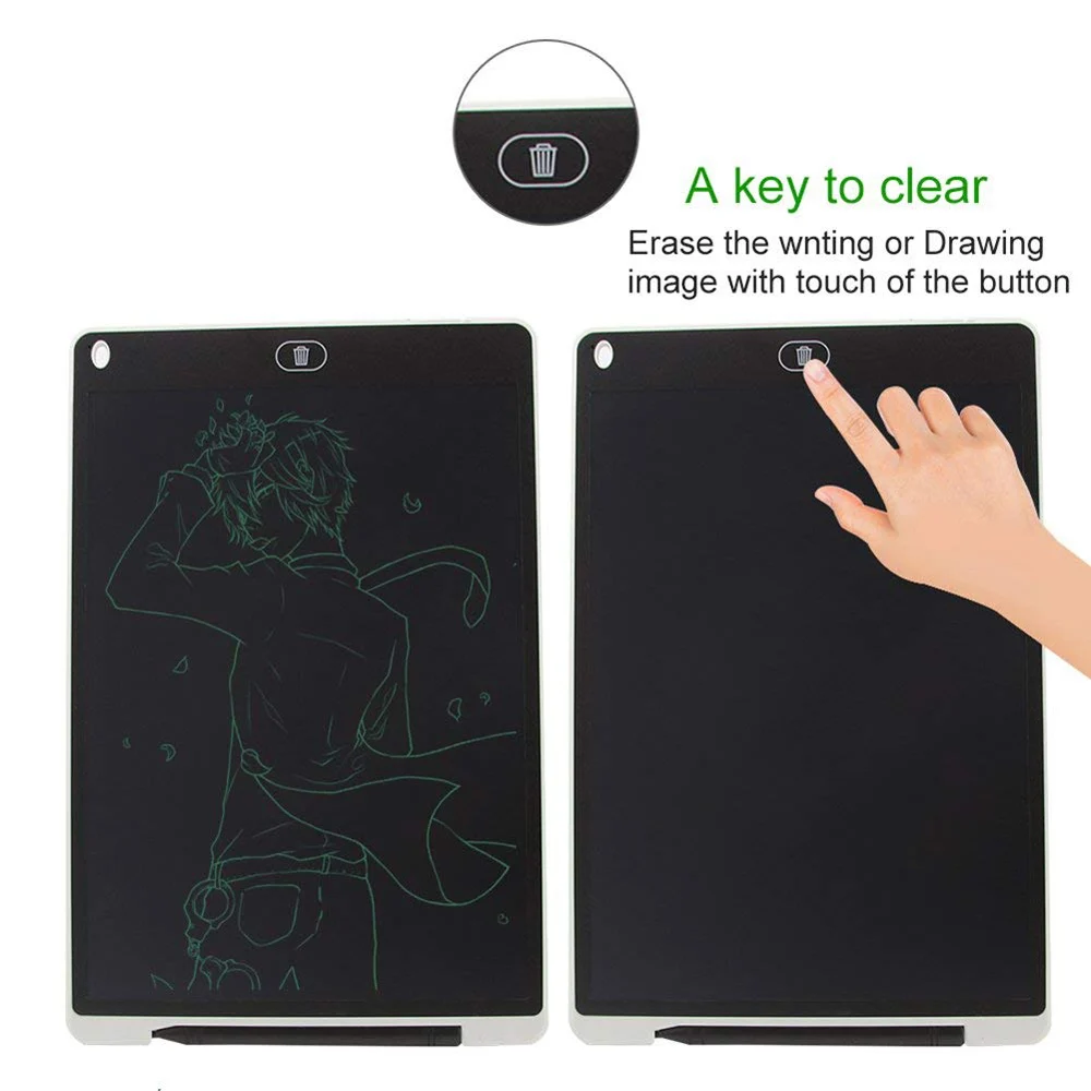 12 Portable Smart LCD Writing Tablet Electronic Notepad Drawing Graphics Board With Stylus Pen With Battery 2