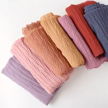 Длинный шарф Мусульманский платок повязка на голову сплошной цвет качественный шарф сплошной цвет женский хлопок морщины обертывание пузырь шаль