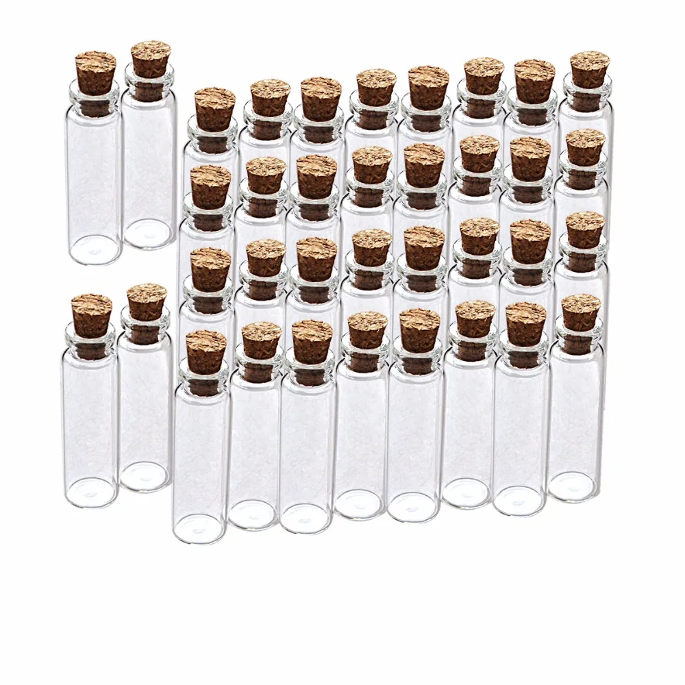 10Pcs Tiny Cork Stopper Vial Glass Bottle With Wooden Cork Mini Sample