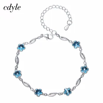 

Cdyle 925 Sterling Silver Bracelets Women Bracelet Fashion Jewelry Embellished with crystal Bracelets Adjustable