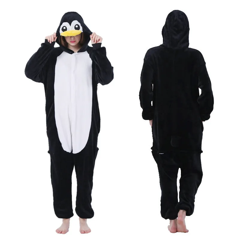 Кигуруми Черный Пингвин пижамы животных вечерние фланелевый костюм для косплея onesies игры мультфильм животных пижамы