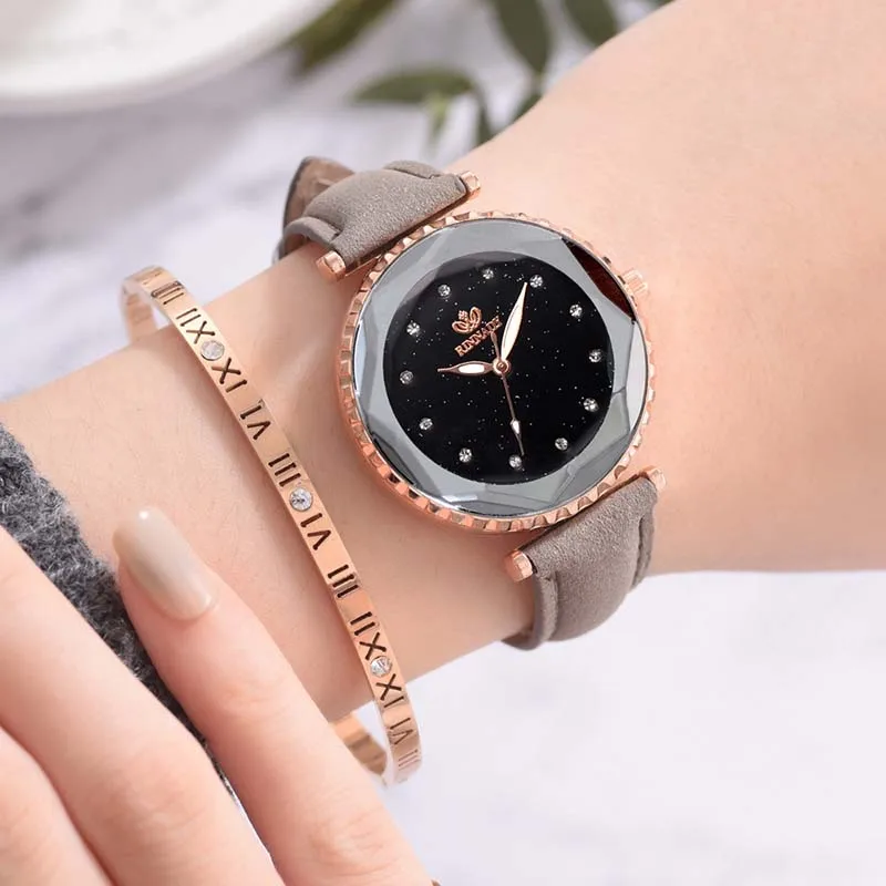 Модные Топ брендовые Роскошные Звездное небо женские наручные часы кожаные кварцевые часы современные наручные часы женские Orologio Donna