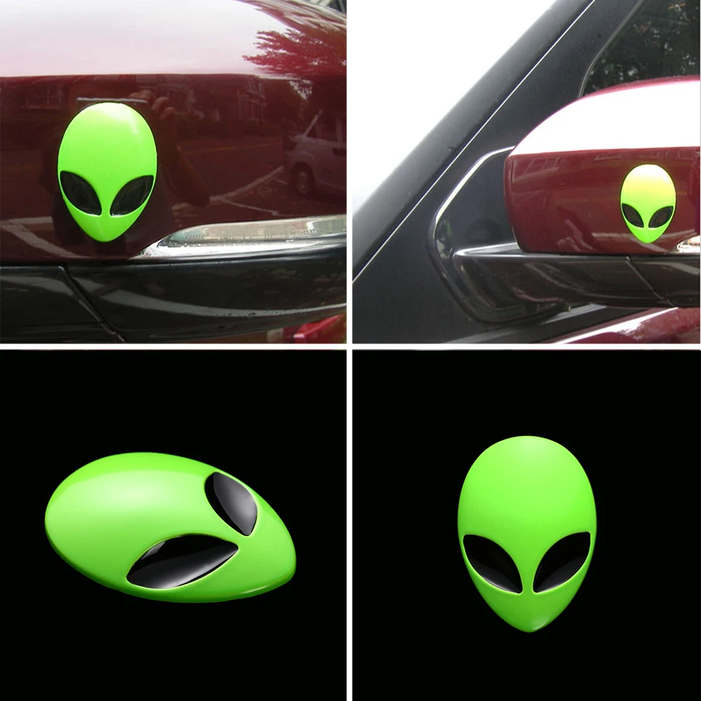 Metal 3D Alien Head Car Logo Badge Metal Motorcycle Sticker Waterproof Emblem