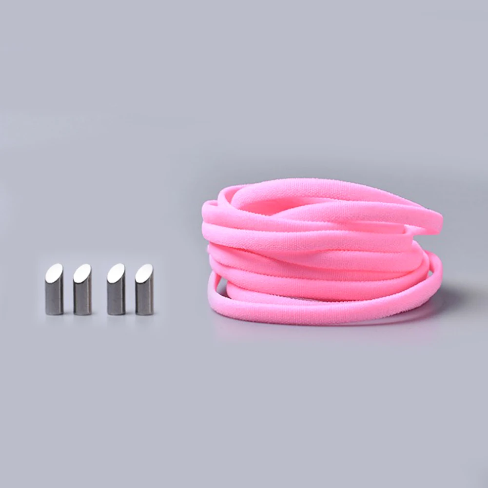 1 пара полукруглых шнурков на плоской подошве без шнурков, эластичные однотонные шнурки для мужчин и женщин, спортивные розовые шнурки без шнурков - Цвет: light pink
