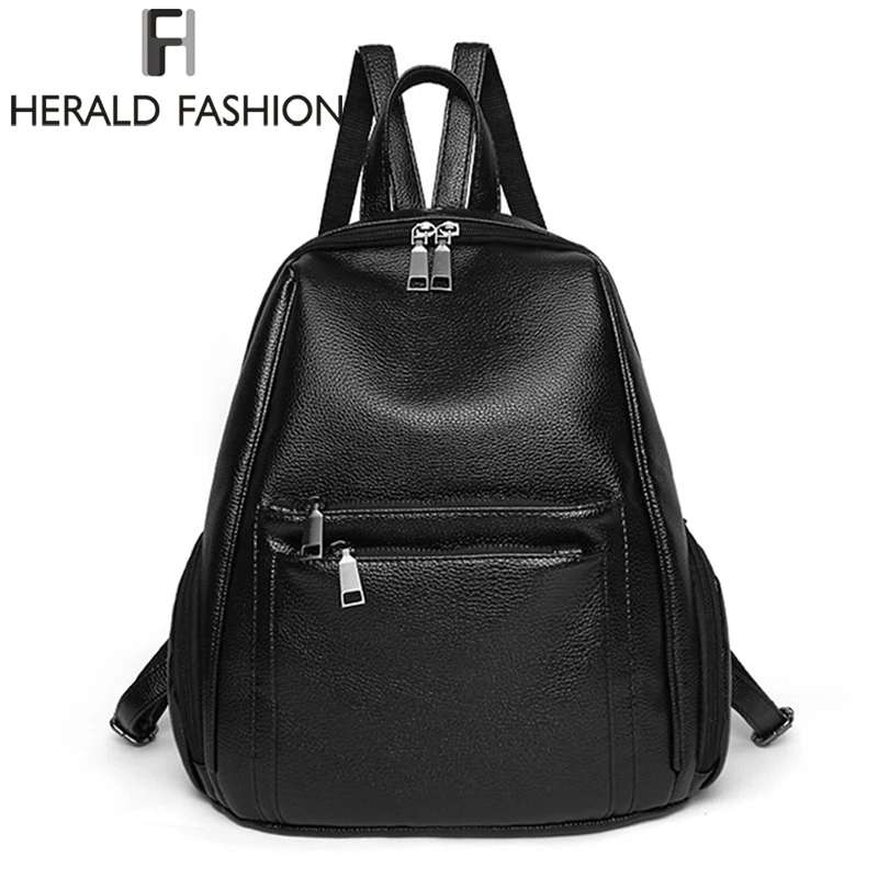 

Herald Fashion Women Backpack High Quality Youth Leather Backpacks for Teenage Girls Female School Shoulder Bag Bagpack mochila