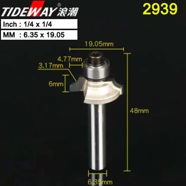 Tideway 1 шт. 1/" хвостовик Бисероплетение фреза вольфрам карбид Бисероплетение бит двойная фреза для отделки кромки биты для деревообработки - Длина режущей кромки: 2939
