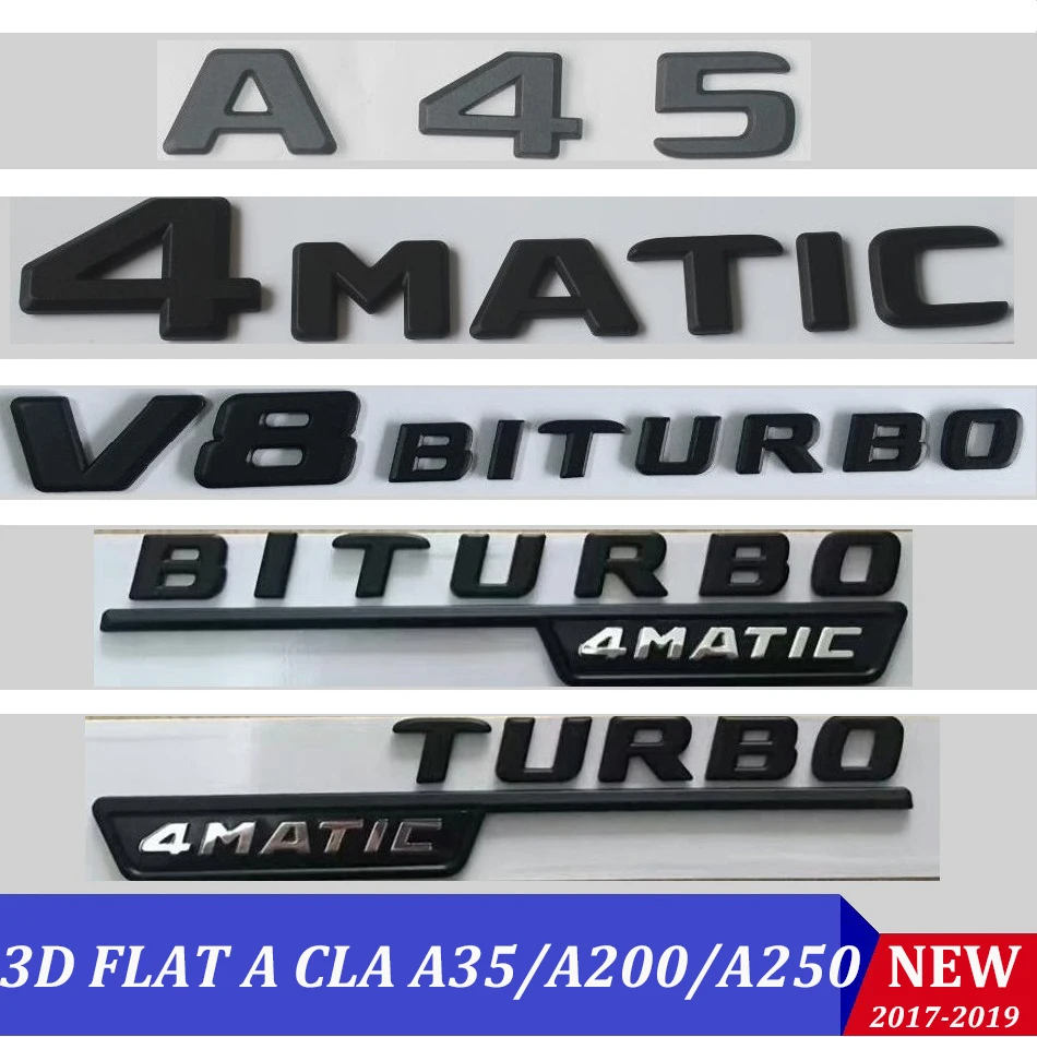 Черная плоская 3D наклейка эмблема W176 W177 A45 A180 A200 A250 Автомобильные буквы задняя