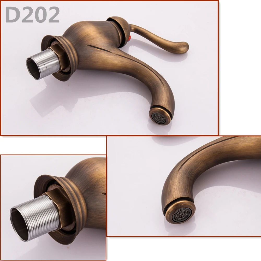 Bathroom Sink Faucet Antique Bronze Basin Faucet Water Tap Single Handle Cold and Hot Water Tap5