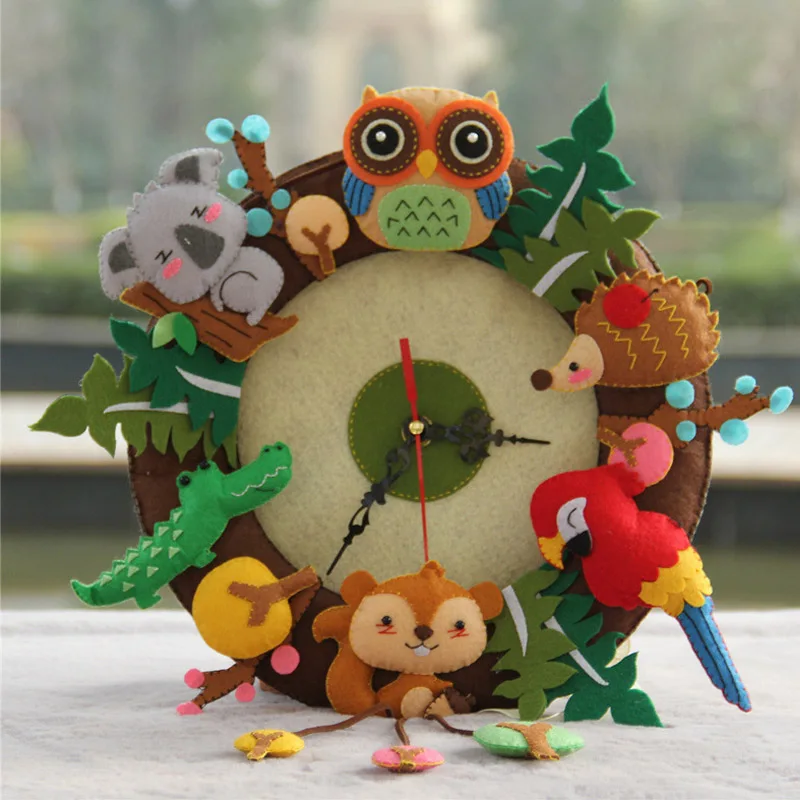

DIY Cartoon Owl Music Shape Wall Clock Non Woven Living Room Handmade Clocks Free Cutting Cloth Hanging Clocks