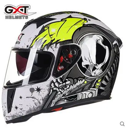 В продаже GXT анфас шлемы двойной козырек мото rcycle шлем Casco moto capacete - Цвет: white green