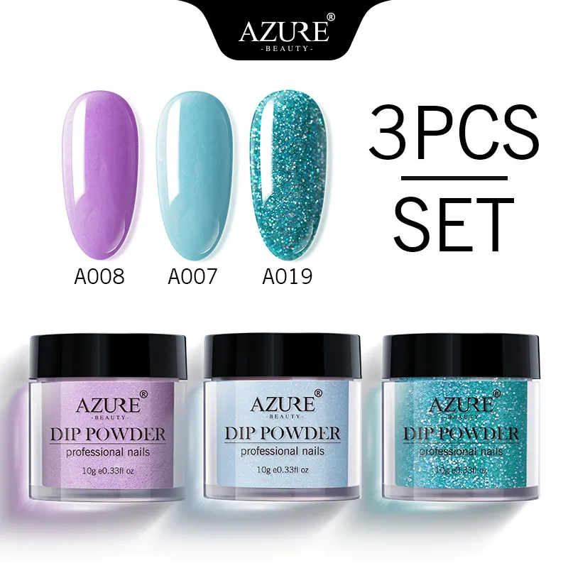 

Azure Beauty 3Pcs/Lot Gradient Color Glitter Dipping Powder Nail Art French Sequins Dip Powder Shiny Holo Nail Powder Kits