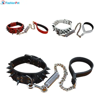 

High Quality Medium Large Dog Collar 2" Width Sharp Spikes Studded Pet Dog Collar and Leash Lead Set