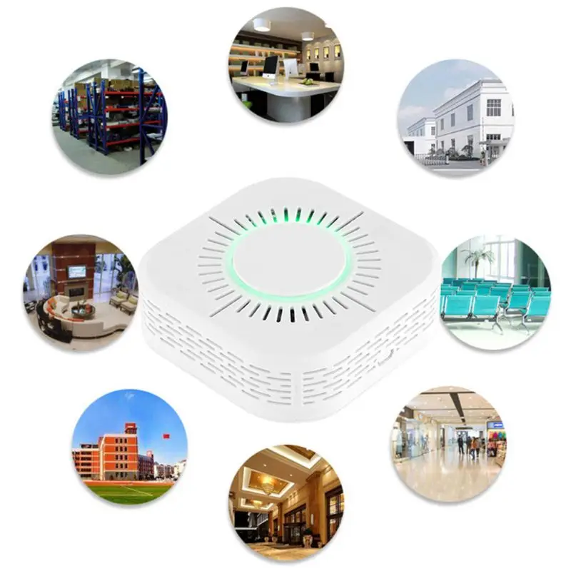 

White Smart Wireless WIFI Smoke Detector Fire Alarm Temperature Sensor for Home Security Remote Control Gadgets