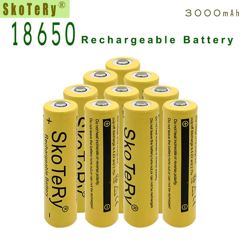 Buy 2X SkoTeRy 18650 battery 3.7V 3000mAh rechargeable li ion battery 18650