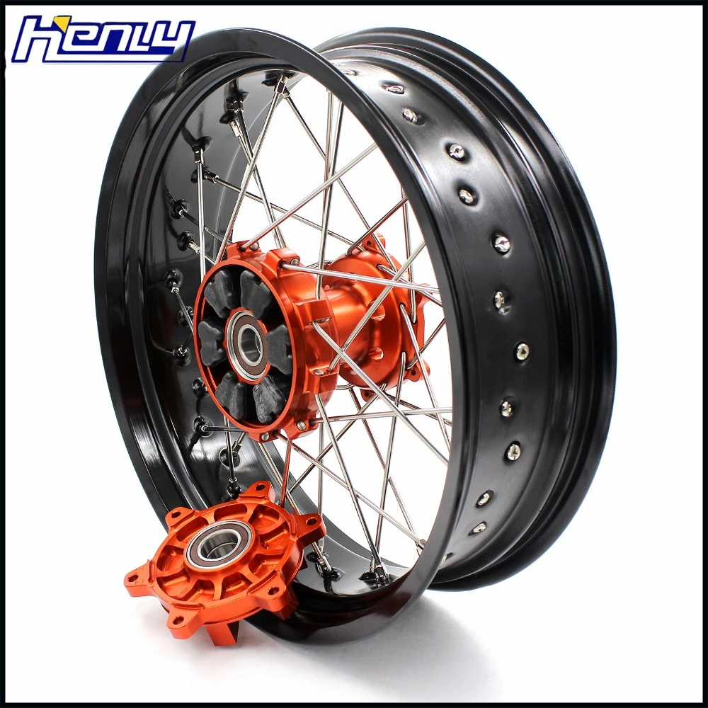 3,5/4,25 Supermoto Cush ведущие колеса диски набор для KTM 690 SMC 2007-2011 KTM690 ENDURO R 2008- оранжевый