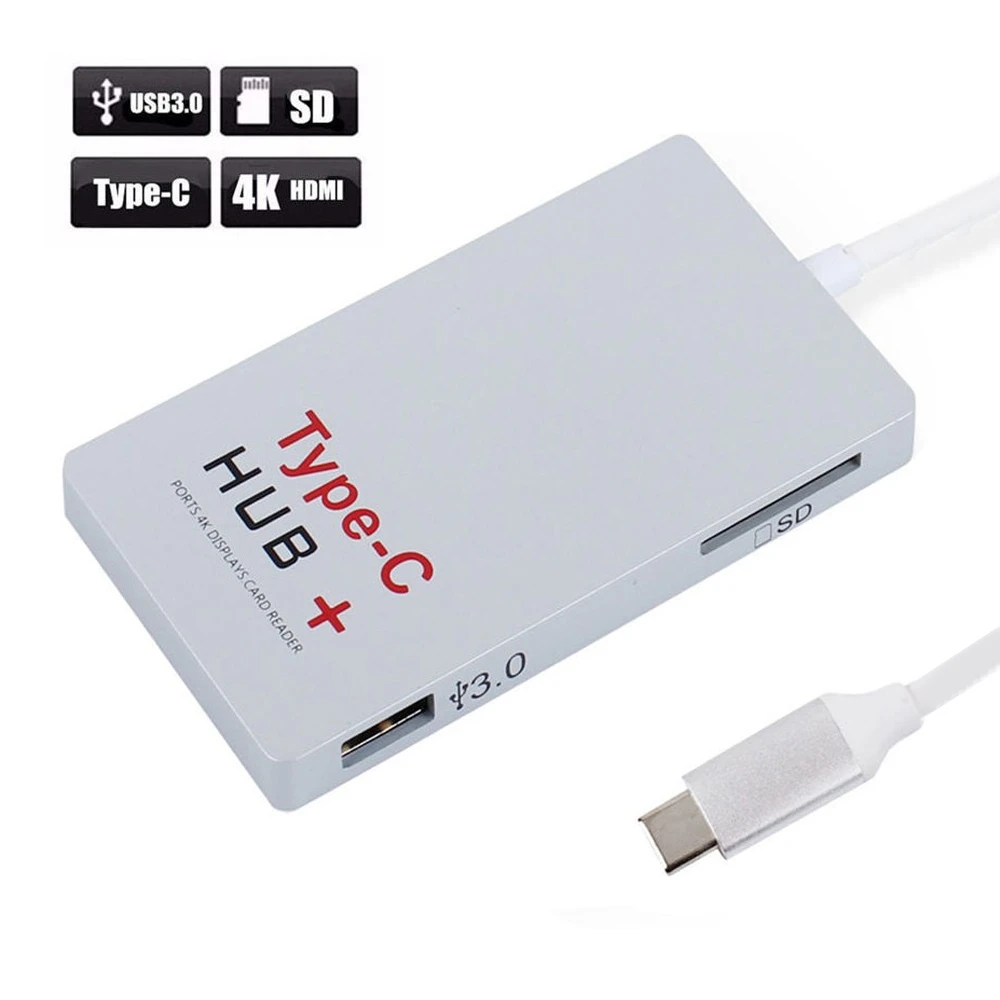 Cheap 10pcs/lot 6 Ports USB 3.1 Type c HUB SD Card Reader U-Disk SD Card Reader 4K HDMI Type C Charger for Macbook Pro 3