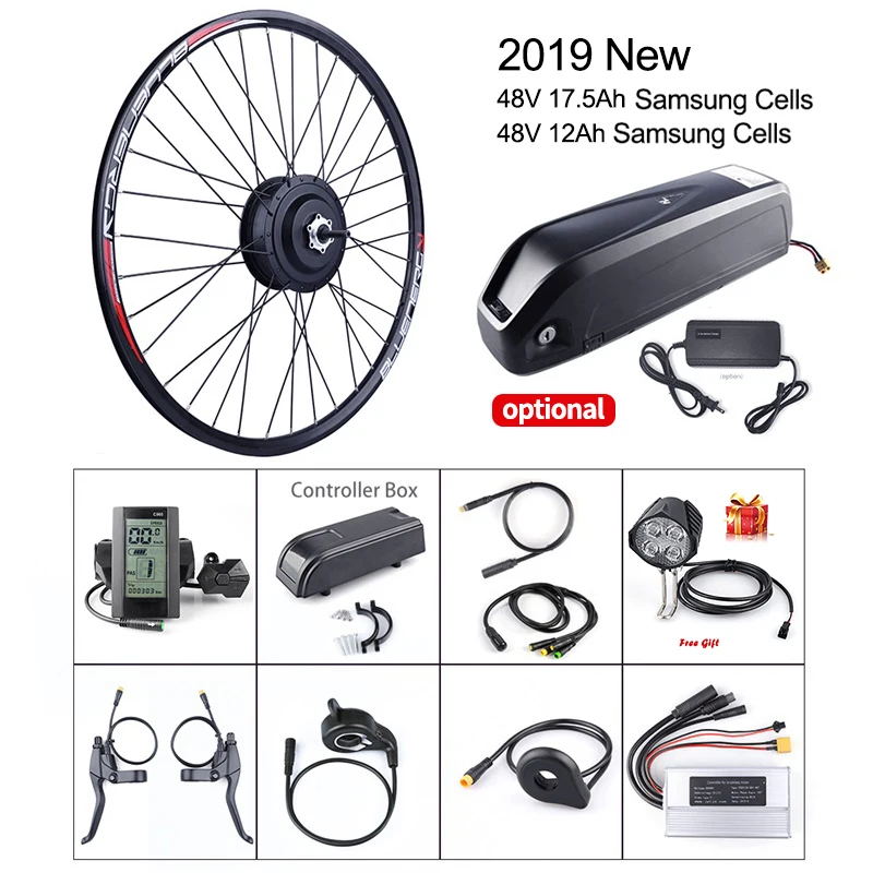 Sale Bafang Front Wheel Hub Motor 48V 500W E-bike Conversion Kits 12Ah 17.5Ah Samsung Cells Lithium Battery Electric Bicycle Parts 0